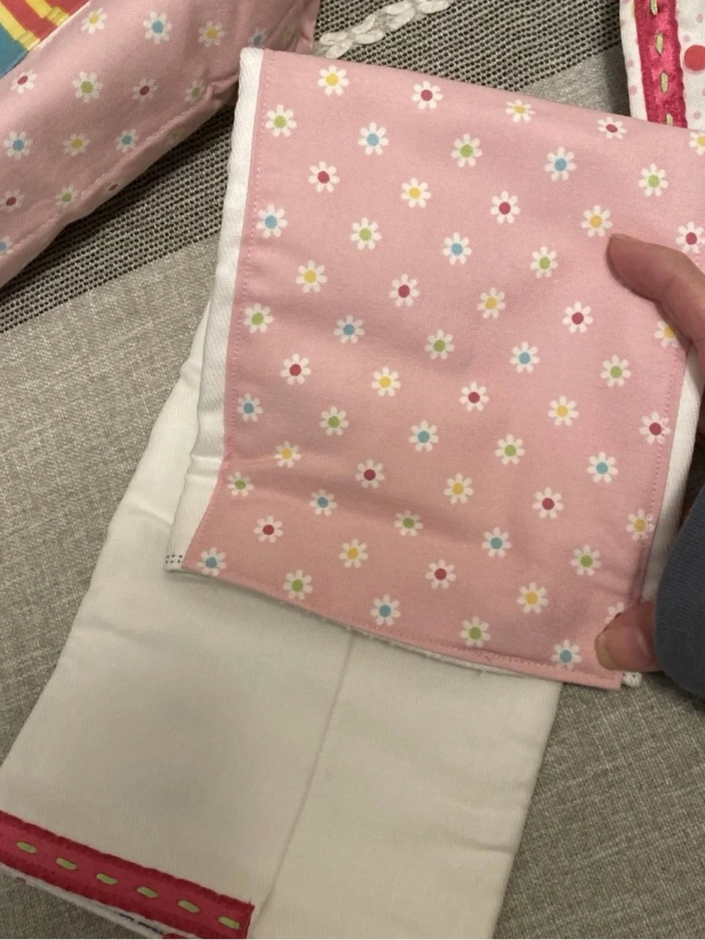 NWT Small Hand Made Diaper Bag with Bib Burp Cloth Emily Hand Sewn Baby Bag Pink